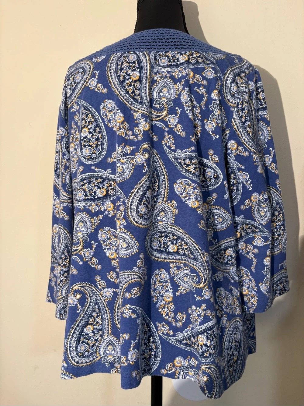 croft & barrow Blue Paisley Crochet-Neck Tunic 100%Soft Cotton! #Concert #Campus
